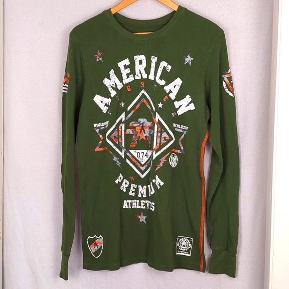 AMERICAN FIGHTER Affliction Green Long Sleeve Thermal Shirt - Picture 1 of 4